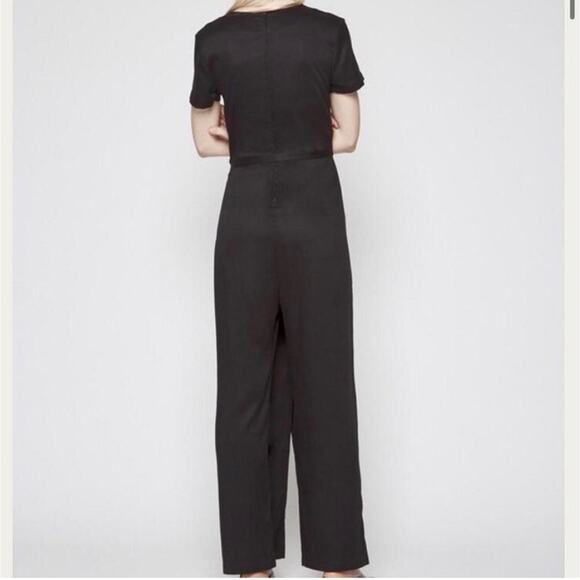 Shaina Mote Miro wrap jumpsuit navy blue 100% lyocell tie waist wide leg minimal - Picture 12 of 12